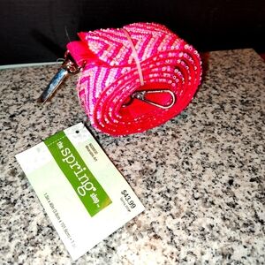 Beaded Wearable Art Strap Womens Pink White 40" x 1.5" Wearable Art V Pattern.